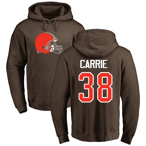 Men Cleveland Browns T J Carrie Brown Jersey 38 NFL Football Name and Number Logo Pullover Hoodie Sweatshirt